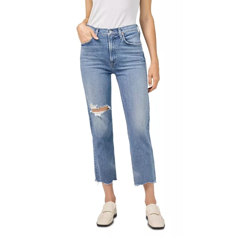 Citizens‎ of Humanity Daphne Crop Jeans Size 27 Ripped Distressed Light Wash